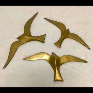 Set Solid Brass Seagulls Vintage Retro